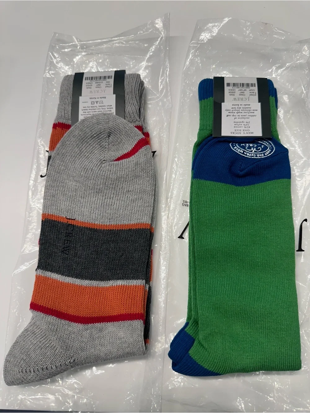 Men's J. Crew Sock Bundle (4) pairs  - Grey, Green & Navy Assorted